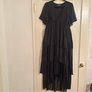 Disturbia Sasha Tiered High-Low Dress Black US 10